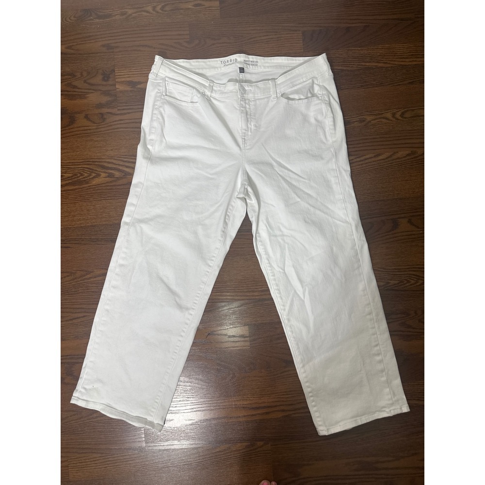 Torrid Perfect Wide Leg Vintage Stretch Jeans White Plus Size 18R Denim